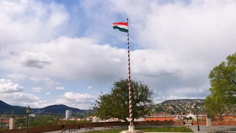 Hungarian Flag Waving in the Wind Stock Footage 296783353