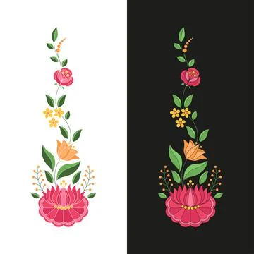 Hungarian folk pattern vector. Kalocsa border floral ethnic ornament Illustrazione stock