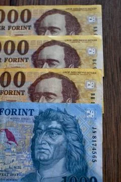 Hungarian forint banknotes Stockfoto's