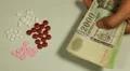 Hungarian Forint HUF, Counting Drugs and Money, Health Care, Colorful Pills HD Footage