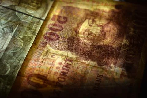 Hungarian forint in transparency Foto stock