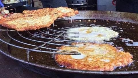 Hungarian Fried Bread Langos Stock Footage 83077708