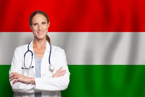 Hungarian general practitioner gp on the flag of Hungary Stock Photos
