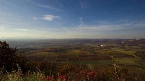 Hungarian landscape from a hill Stock Footage 43360759