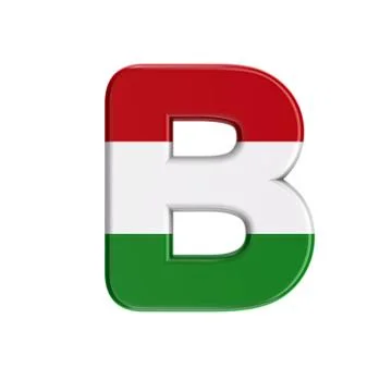 Hungarian letter B - Upper-case 3d flag of hungary font - Budapest, Central E Stock Illustration