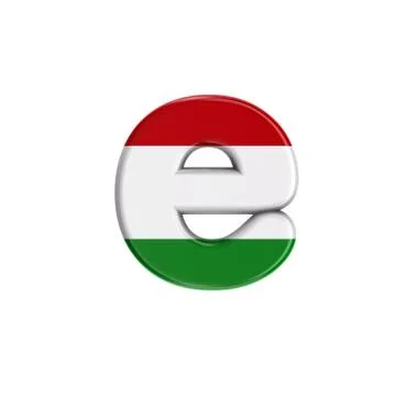 Hungarian letter E - Lower-case 3d flag of hungary font - Budapest, Central E Stock Illustration