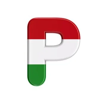 Hungarian letter P - Upper-case 3d flag of hungary font - Budapest, Central E Stock Illustration
