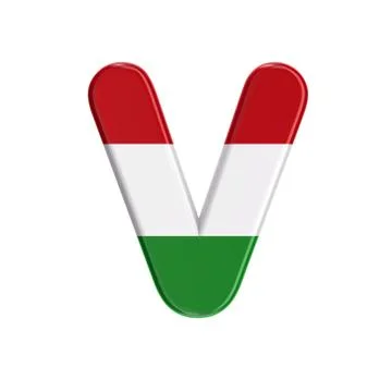 Hungarian letter V - Upper-case 3d flag of hungary font - Budapest, Central E Stock Illustration