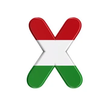 Hungarian letter X - Upper-case 3d flag of hungary font - Budapest, Central E Stock Illustration