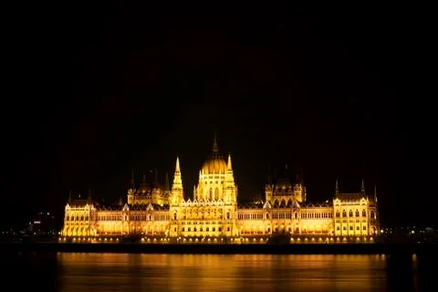The Hungarian Parliament at night Stock Photos