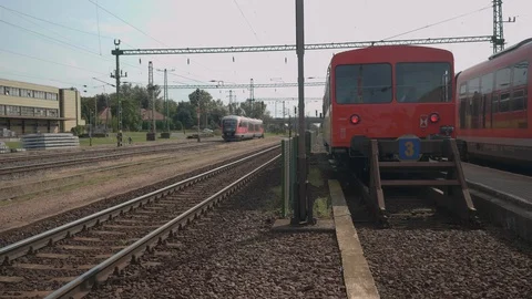 Hungarian passenger train in 4K. Stock Footage 129232104