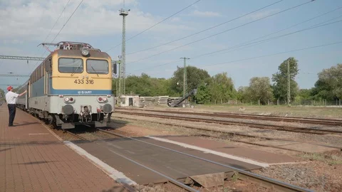  Hungarian passenger train in 4K. Stock Footage 129232678
