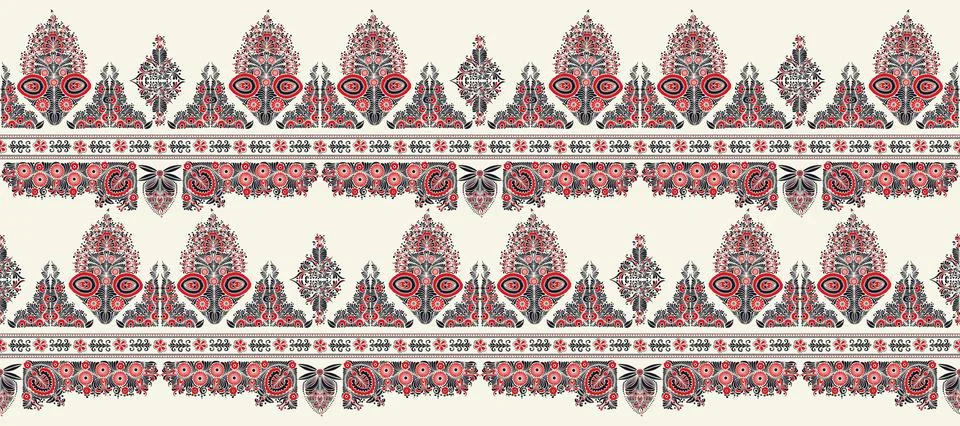 Hungarian seamless vector pattern Kalocsa floral ethnic ornament Traditional Stock Illustration