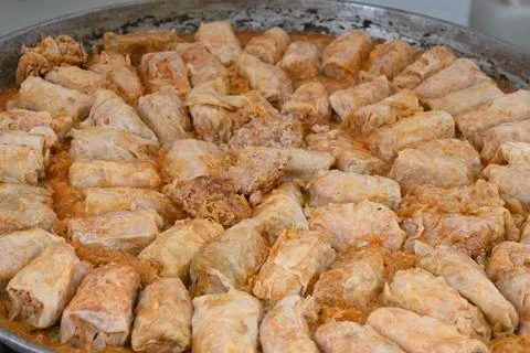 Hungarian stuffed cabbage rolls in a pan 스톡 사진