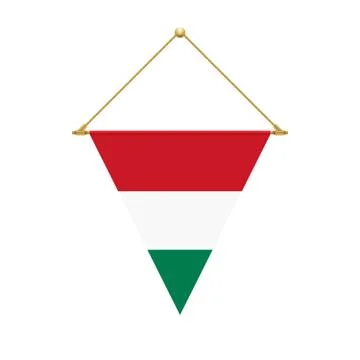 Hungarian triangle flag hanging, vector illustration Stock Illustration