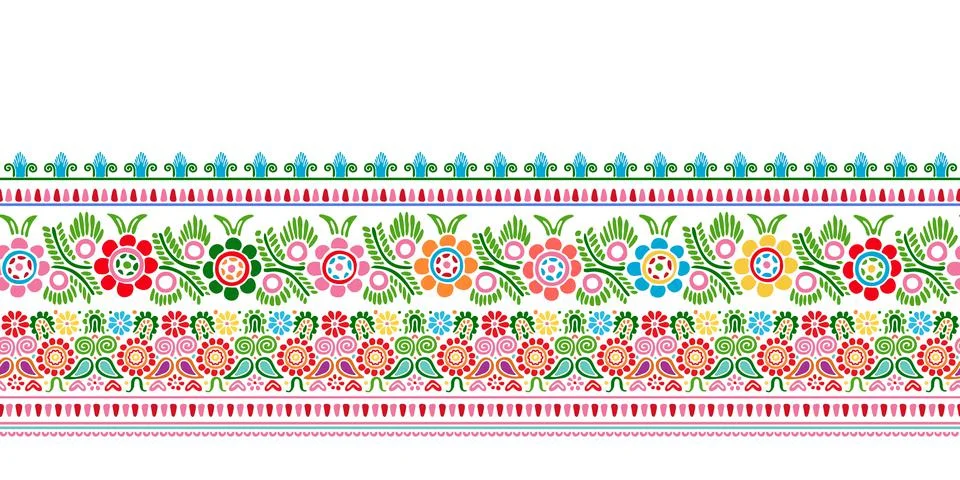 Hungarian vector embroidery pattern for borders isolated on white background Stock Illustration