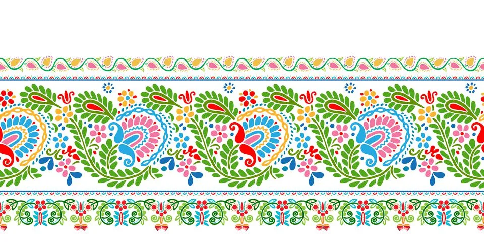 Hungarian vector embroidery pattern for borders isolated on white background Stock Illustration