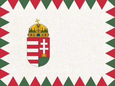 Hungarian war flag on textured background. Fabric Texture. European country Stock Illustration