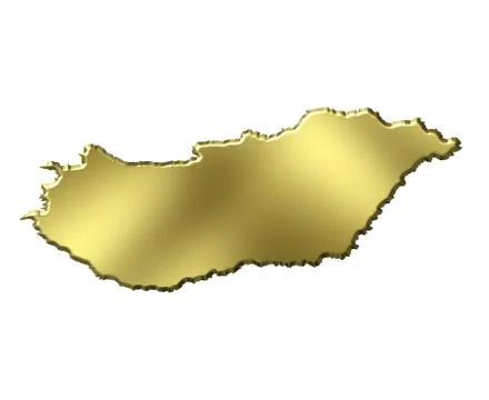 Hungary 3d golden map Stock Illustration
