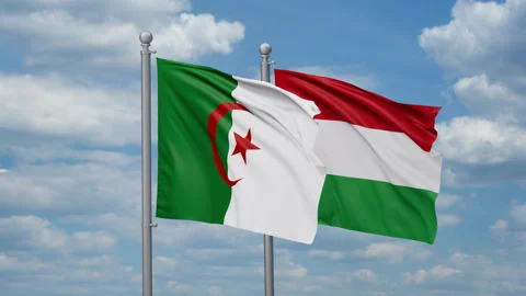 Hungary and Algeria two flags Stock Footage 269315409