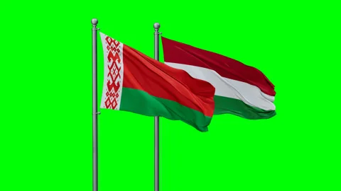 Hungary and Belarus two flags Stock Footage 292789683