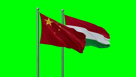Hungary and China two flags Stock Footage 289637803