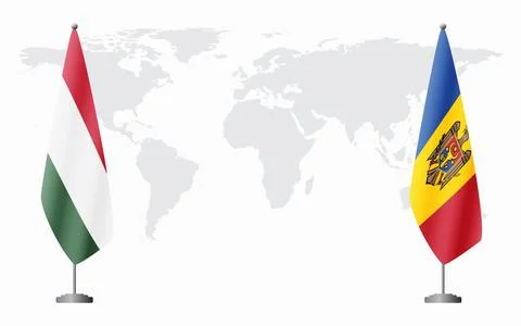 Hungary and Moldova flags for official meeting Stock Illustration
