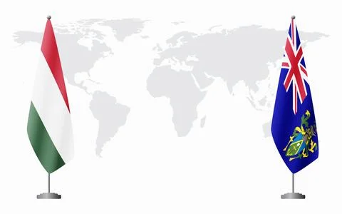 Hungary and Pitcairn Islands flags for official meeting Illustration