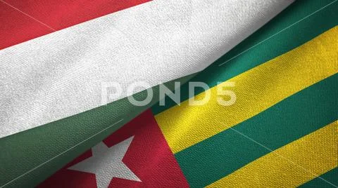 Hungary and Togo two flags textile cloth, fabric texture Stock Photos