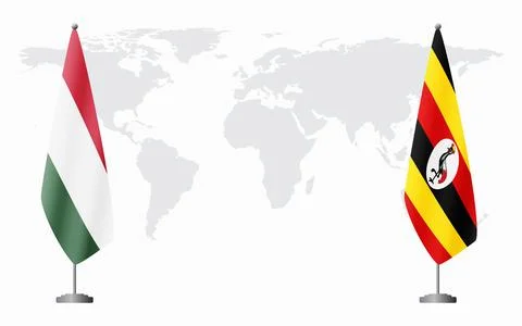 Hungary and Uganda flags for official meeting Stock Illustration