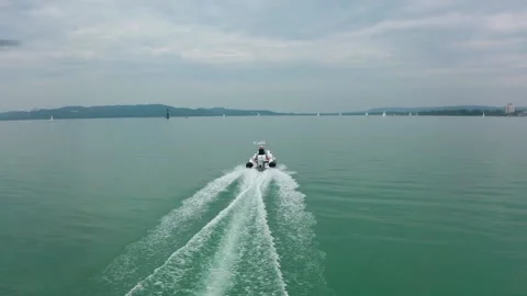Hungary - Balaton speedboat from drone view Stock Footage