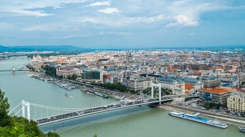 Hungary, Budapest 2019 Time-lapse panoramic view 4k Stock Footage