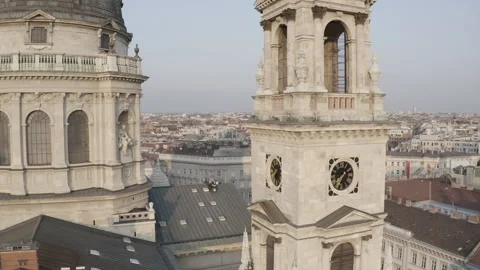 Hungary, Budapest Aerial view of the church St. Stephen's Basilica Stock Footage