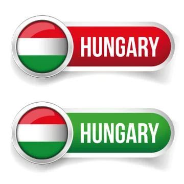 Hungary button set vector Stock Illustration