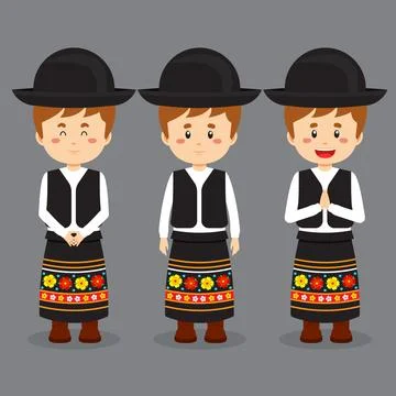 Hungary Character with Various Expression Stock Illustration