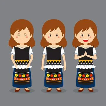 Hungary Character with Various Expression Stock Illustration