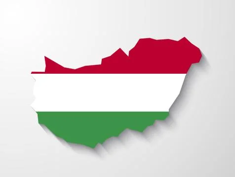 Hungary  country map with shadow effect presentation Stock Illustration