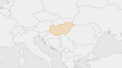 Hungary country map on the world map. Stock Footage 289830495