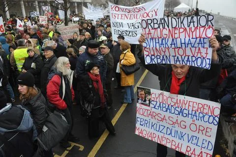 Hungary Demonstration - Dec 2011 Foto stock