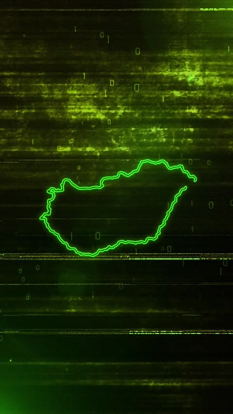 Hungary Digital Futuristic Glitch Map Vídeo Stock 334593229