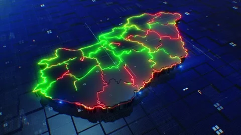 Hungary digital map 4k looping 動画素材 307903486