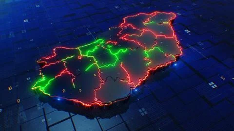 Hungary digital map 4k  Stock Photos