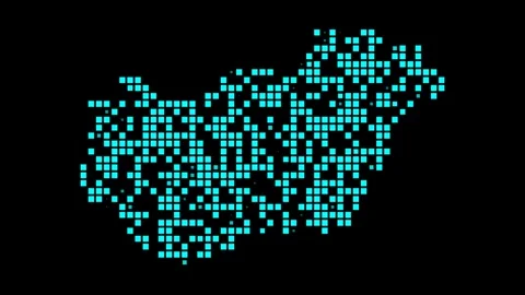 Hungary digital map. Map of Hungary in dotted style. Shape of the country fil... Stock Footage 248586806