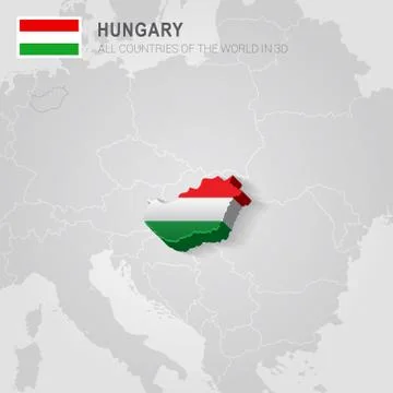 Hungary drawn on gray map. Stock Illustration