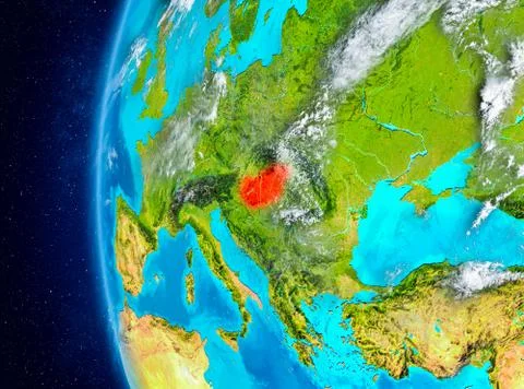 Hungary on Earth from space Illustrazione stock