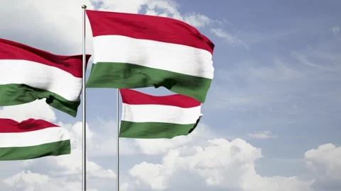 Hungary flag 3d animation for your next project, smooth wave motion Stock Footage 247716634