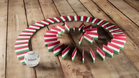 Hungary Flag - Affected by Inflation Stock Footage 321601267