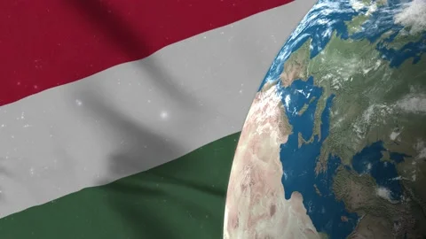 Hungary Flag and Hungary Map on Earth Globe 4K Stock Footage 220777996