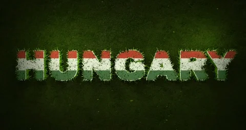 Hungary flag is appearing while green grasses are growing in a sports field. Stock Footage 101745247