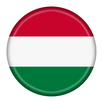 Hungary flag button 3d illustration with clipping path Stock Illustration